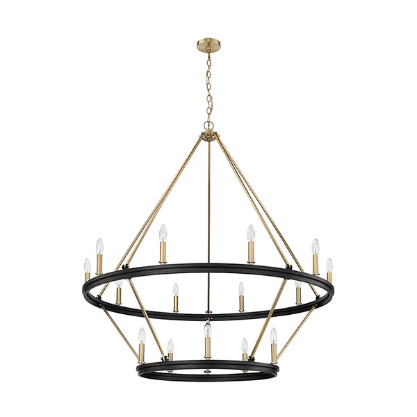 Carruth 15-Light Chandelier, Matte Black/Modern Gold