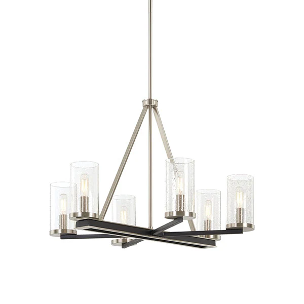 Cole'S Crossing 6-Light Chandelier, Coal/Brushed Nickel