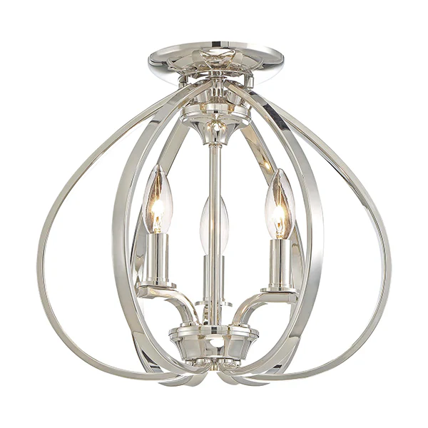 Tilbury 3-Light Semi-Flush Mount Ceiling Light, Brushed Nickel