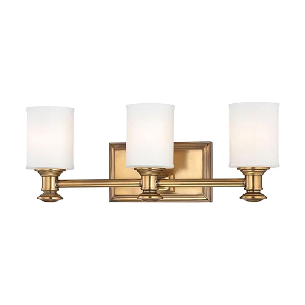 Harbour Point 3-Light Bathroom Vanity Light with Opal Glass Shade, Liberty Gold