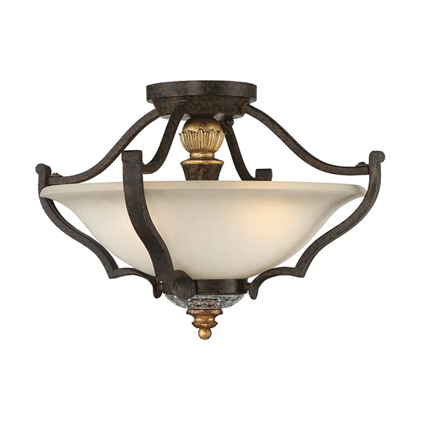 Chateau Nobles 3-Light Semi-Flush Mount Ceiling Light, Raven Bronze