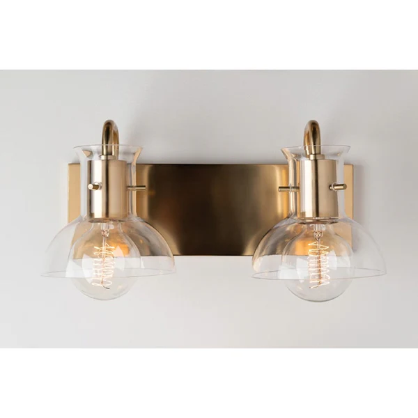 Riley 2-Light Bathroom Vanity Light, Aged Brass - Image 2