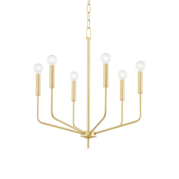 Bailey 6-Light Chandelier, Aged Brass