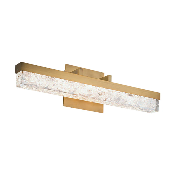 Minx 1-Light LED Bathroom Vanity Light with Reclaimed Crystal Shade, Aged Brass