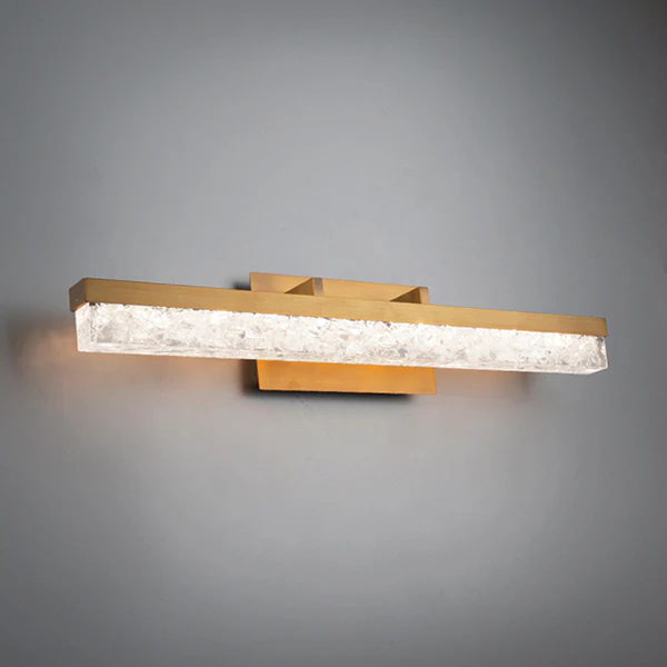 Minx 1-Light LED Bathroom Vanity Light with Reclaimed Crystal Shade, Aged Brass - Image 2