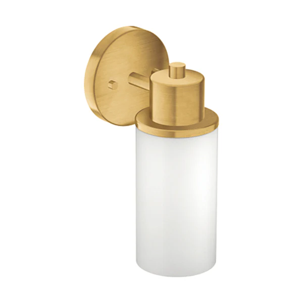 Iso 1-Light Bathroom Vanity Light with Glass Shade, Brushed Gold