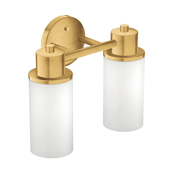 Iso 1-Light Bathroom Vanity Light with Glass Shade, Brushed Gold