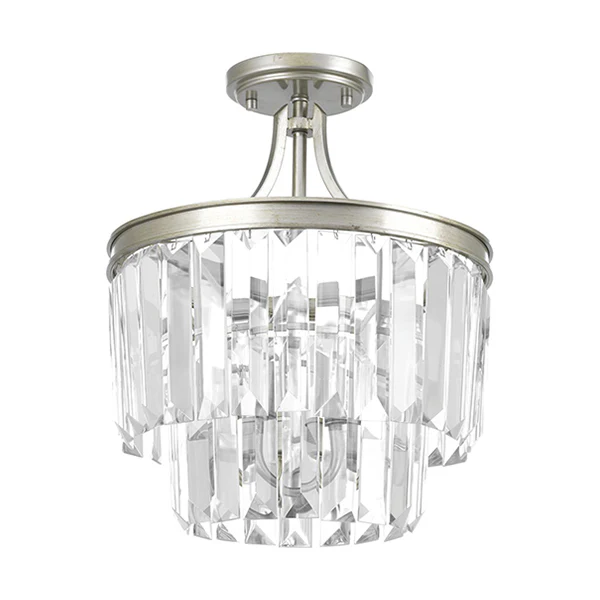 Glimmer 3-Light 15-1/2 in Semi-Flush Convertible, Silver Ridge