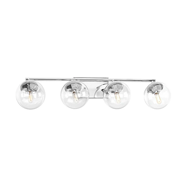 Mod 4-Light Clear Glass Bath Vanity Light, Polished Chrome