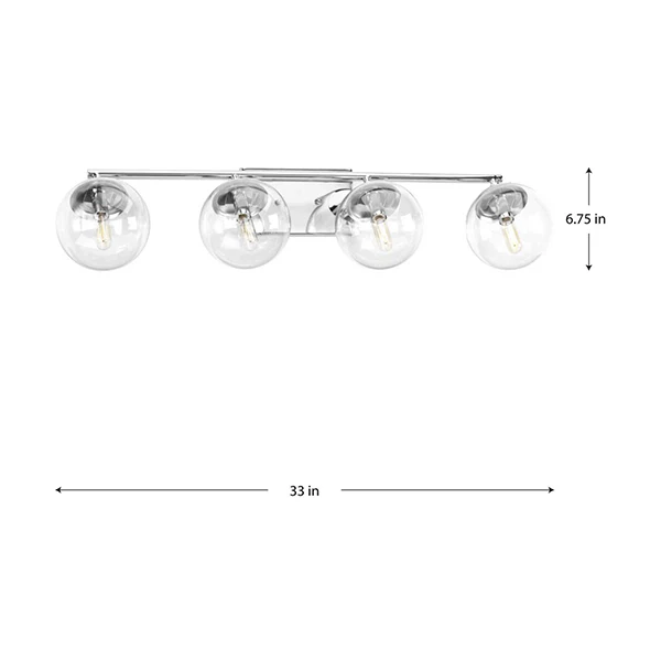 Mod 4-Light Clear Glass Bath Vanity Light, Polished Chrome - Image 2
