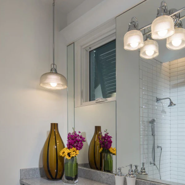 Archie 2-Light Clear Double Prismatic Glass Bath Vanity Light, Polished Chrome - Image 2