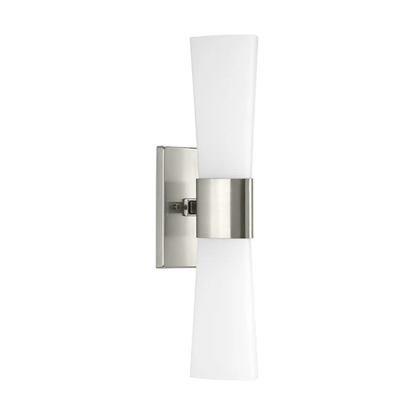 Zura 2-Light Bathroom Vanity Light with Etched Opal Glass Shade, Brushed Nickel