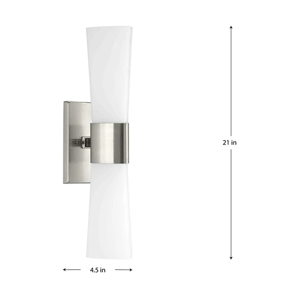 Zura 2-Light Bathroom Vanity Light with Etched Opal Glass Shade, Brushed Nickel - Image 2