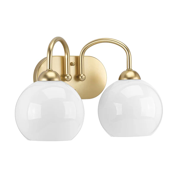 Carisa 2-Light Opal Glass Bath Vanity Light, Vintage Gold