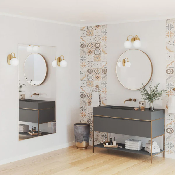 Carisa 2-Light Opal Glass Bath Vanity Light, Vintage Gold - Image 2
