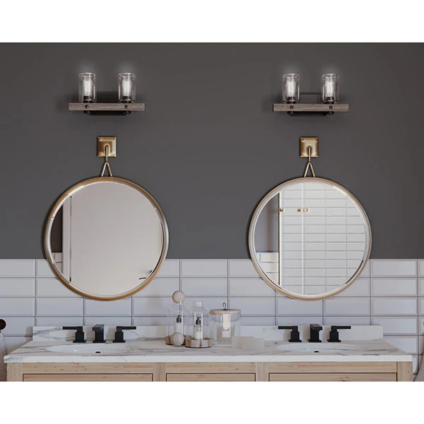 Gulliver 2-Light Bathroom Vanity Light with Clear Seedy Glass Shade, Graphite - Image 3