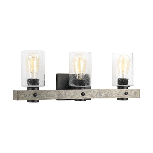 Gulliver 3-Light Bathroom Vanity Light with Clear Seedy Glass Shade, Graphite