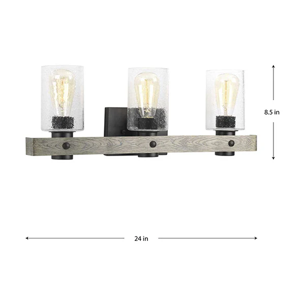 Gulliver 3-Light Bathroom Vanity Light with Clear Seedy Glass Shade, Graphite - Image 2