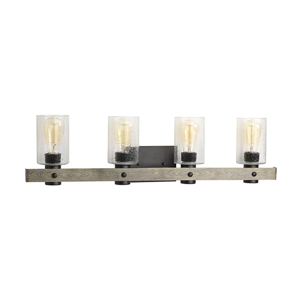 Gulliver 4-Light Bathroom Vanity Light with Clear Seedy Glass Shade, Graphite