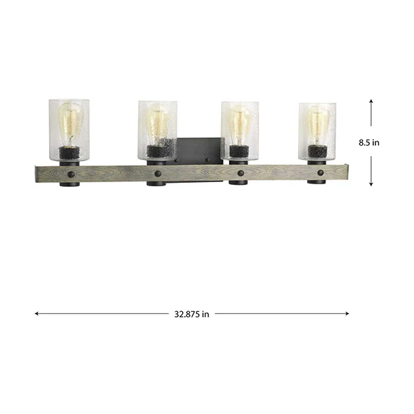 Gulliver 4-Light Bathroom Vanity Light with Clear Seedy Glass Shade, Graphite - Image 2