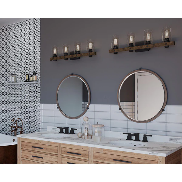 Gulliver 4-Light Bathroom Vanity Light with Clear Seedy Glass Shade, Graphite - Image 3