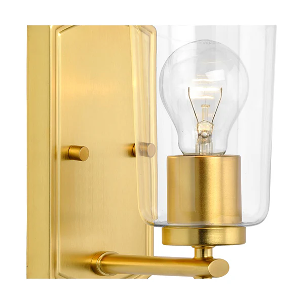 Adley 1-Light Clear Glass Bath Vanity Light, Satin Brass