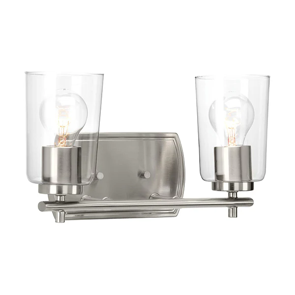Adley 2-Light Clear Glass Bath Vanity Light, Brushed Nickel