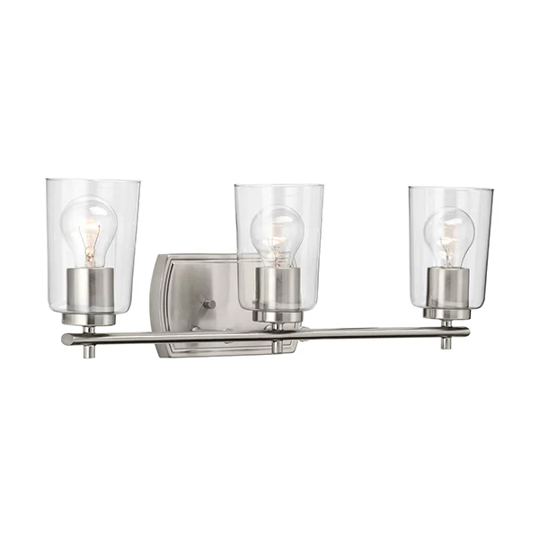 Adley 3-Light Clear Glass Bath Vanity Light, Brushed Nickel