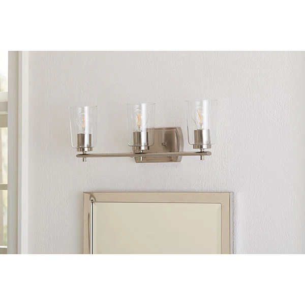 Adley 3-Light Clear Glass Bath Vanity Light, Brushed Nickel - Image 2