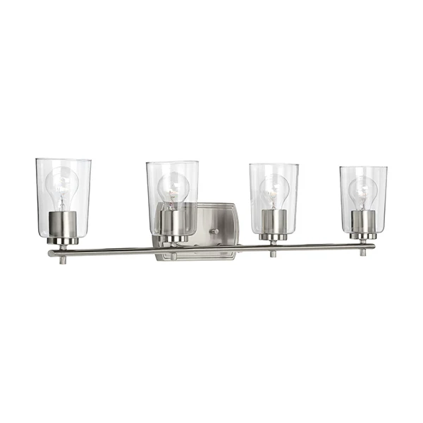 Adley 4-Light Clear Glass Bath Vanity Light, Brushed Nickel