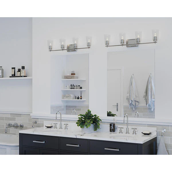Adley 4-Light Clear Glass Bath Vanity Light, Brushed Nickel - Image 2