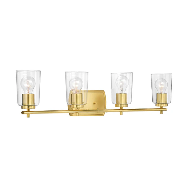Adley 4-Light Clear Glass Bath Vanity Light, Satin Brass