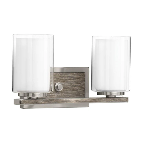 Farmhouse 2-Light 13-7/8 in Bathroom Vanity Light, Brushed Nickel