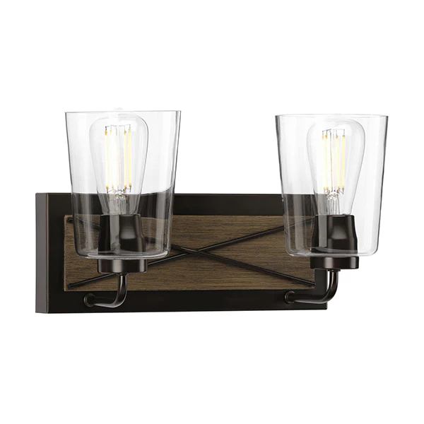 Briarwood 2-Light Clear Glass Bath Vanity Light, Antique Bronze