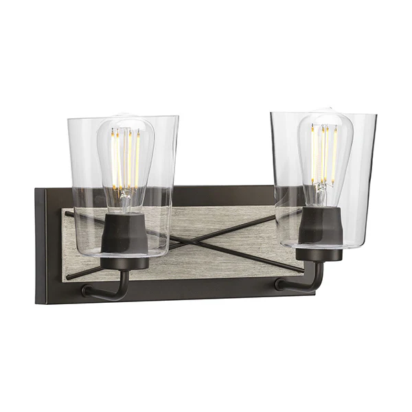 Briarwood 2-Light Clear Glass Bath Vanity Light, Graphite