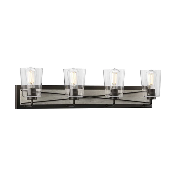 Briarwood 4-Light Clear Glass Bath Vanity Light, Graphite