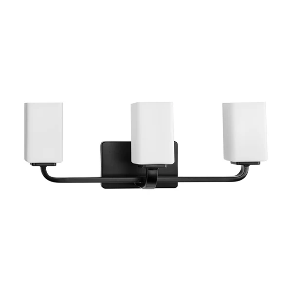 Cowan 3-Light Bathroom Vanity Light with Etched Opal Glass Shade, Matte Black