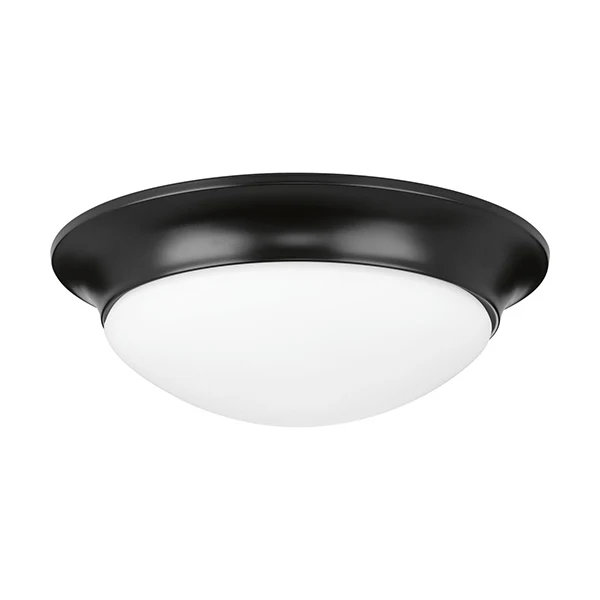 Adorn 2-Light 14 in Etched Glass Flush Mount, Matte Black