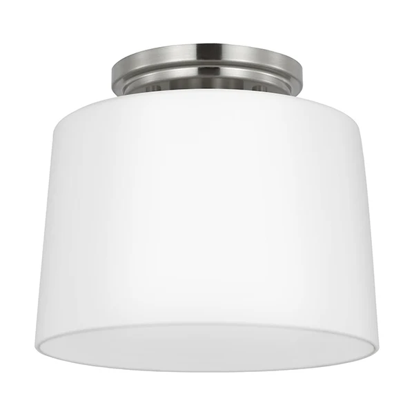 Adley 1-Light Etched Opal Glass Flush Mount Light, Brushed Nickel