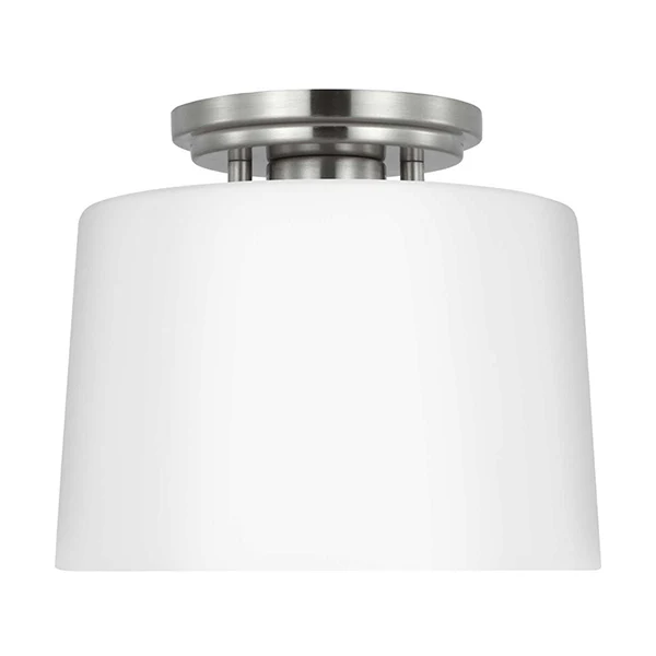 Adley 1-Light Etched Opal Glass Flush Mount Light, Brushed Nickel - Image 2
