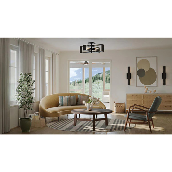 Boundary 24 in 4-Light Flush Mount, Matte Black - Image 2