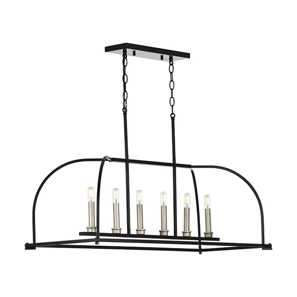 Seneca 6-Light 38.25 in Linear Chandelier Ceiling Light, Matte Black
