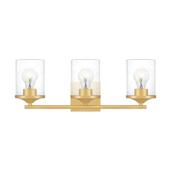 Abner 3-Light Bathroom Vanity Light with Clear Glass Shade, Antique Brass