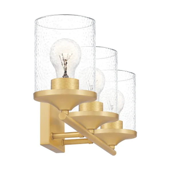 Abner 3-Light Bathroom Vanity Light with Clear Glass Shade, Antique Brass - Image 2