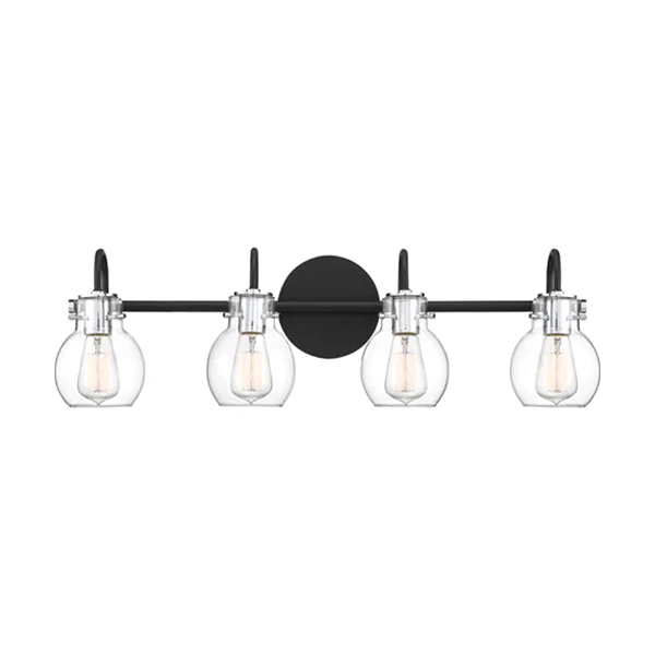 Andrews 4-Light Bathroom Vanity Light with Clear Glass Shade, Earth Black