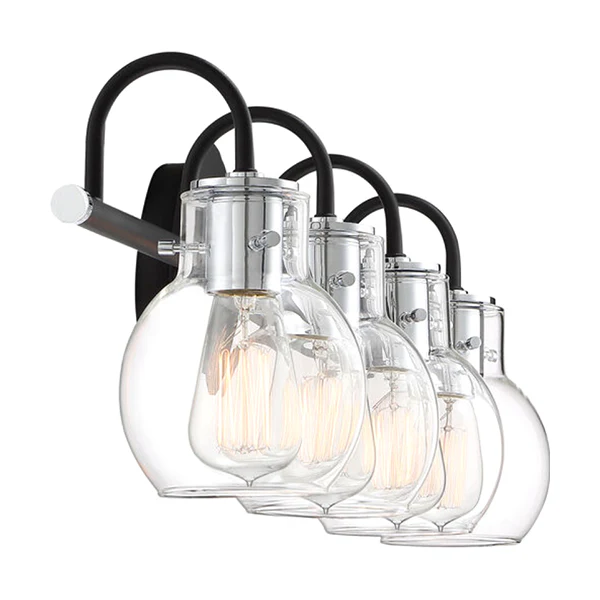 Andrews 4-Light Bathroom Vanity Light with Clear Glass Shade, Earth Black - Image 2