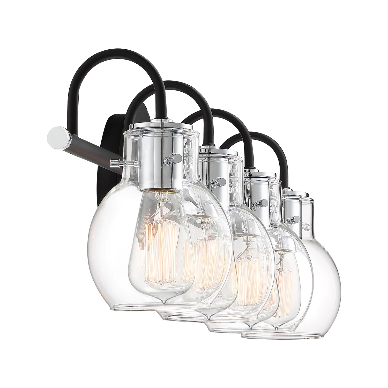 Andrews 4-Light Bathroom Vanity Light with Clear Glass Shade, Earth Black - Image 3