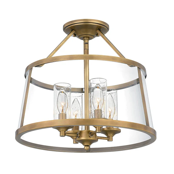 Barlow 4-Light Semi-Flush Mount Ceiling Light, Weathered Brass