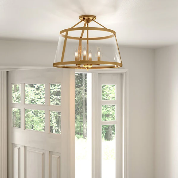 Barlow 4-Light Semi-Flush Mount Ceiling Light, Weathered Brass - Image 3