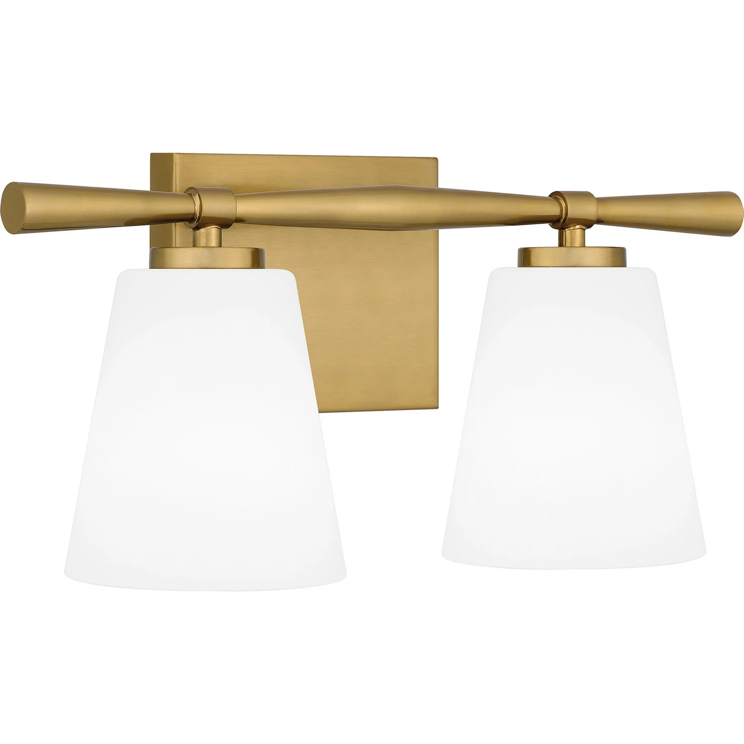 Brindley 2-Light Bathroom Vanity Light with Opal Etched Glass Shade, Aged Brass - Image 3